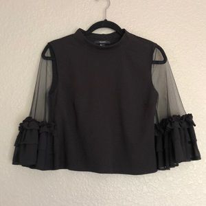NWOT SHEER BELL SLEEVED TOP IN BLACK